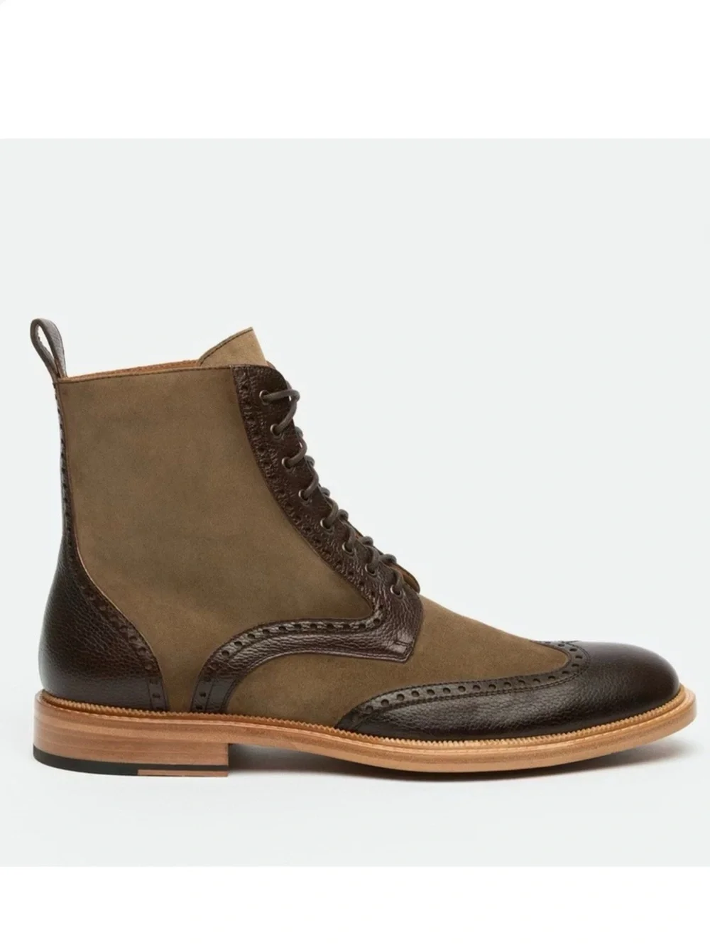 Taft Saint Brown Suede Wingtip Brogue Laceup Boot Size 9